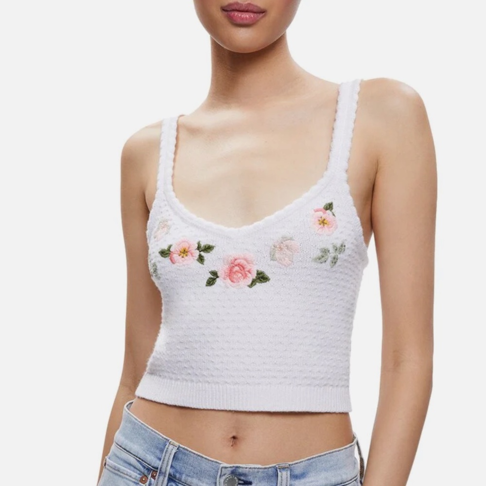 NWT Alice and Oliva Brigida Embroidered Wool-Blend Tank XS